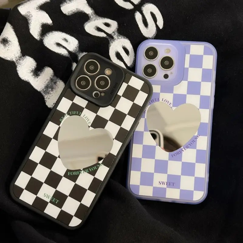 Heart Mirrored Checker Phone Case - iPhone 7 / 8 / SE / 7 