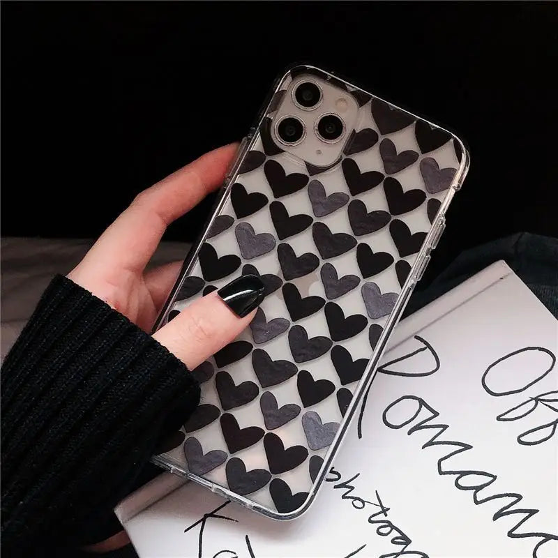 Heart Print Phone Case - iPhone 11 Pro Max / 11 Pro / 11 / SE / XS Max / XS / XR / X / SE 2 / 8 / 8 Plus / 7 / 7 Plus-4