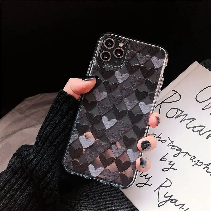 Heart Print Phone Case - iPhone 11 Pro Max / 11 Pro / 11 / SE / XS Max / XS / XR / X / SE 2 / 8 / 8 Plus / 7 / 7 Plus-3