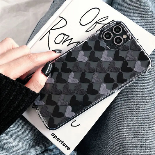 Heart Print Phone Case - iPhone 11 Pro Max / 11 Pro / 11 / SE / XS Max / XS / XR / X / SE 2 / 8 / 8 Plus / 7 / 7 Plus-1