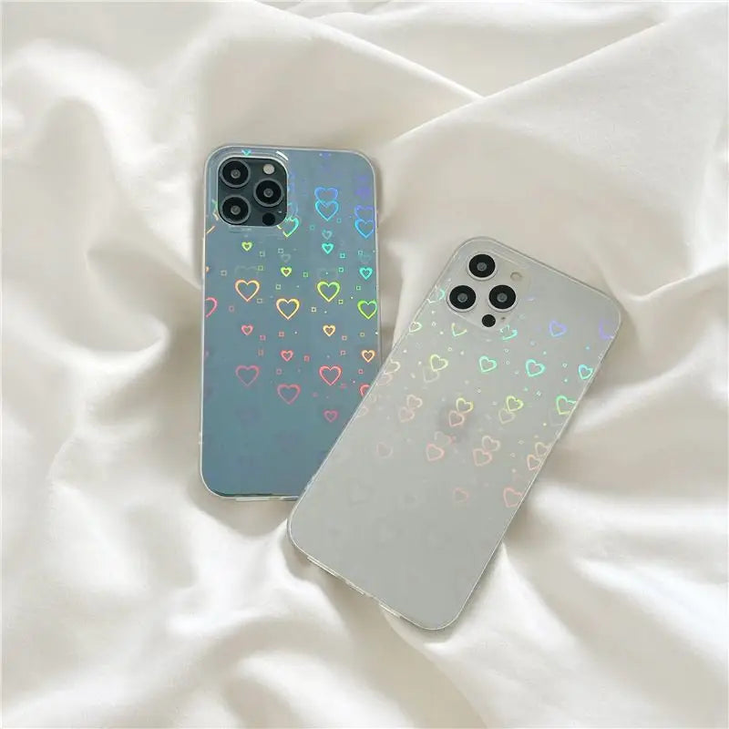 Heart Print Transparent Phone Case - iPhone 13 Pro Max / 13 Pro / 13 / 13 mini / 12 Pro Max / 12 Pro / 12 / 12 mini / 11 Pro Max / 11 Pro / 11 / SE / XS Max / XS / XR / X / SE 2 / 8 / 8 Plus / 7 / 7 Plus-2
