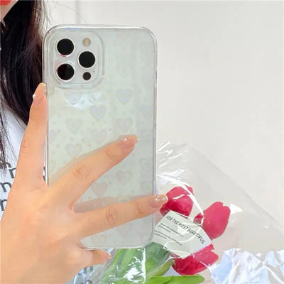 Heart Print Transparent Phone Case - iPhone 13 Pro Max / 13 Pro / 13 / 13 mini / 12 Pro Max / 12 Pro / 12 / 12 mini / 11 Pro Max / 11 Pro / 11 / SE / XS Max / XS / XR / X / SE 2 / 8 / 8 Plus / 7 / 7 Plus-14