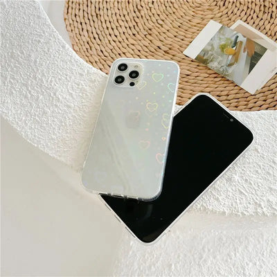 Heart Print Transparent Phone Case - iPhone 13 Pro Max / 13 Pro / 13 / 13 mini / 12 Pro Max / 12 Pro / 12 / 12 mini / 11 Pro Max / 11 Pro / 11 / SE / XS Max / XS / XR / X / SE 2 / 8 / 8 Plus / 7 / 7 Plus-3