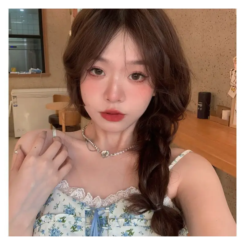 Heart Rhinestone Faux Pearl Alloy Choker Wd159 - White / One