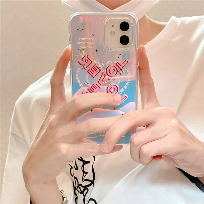 Holo Heart Cross Lover Iridescent iPhone Case W107 - iphone 
