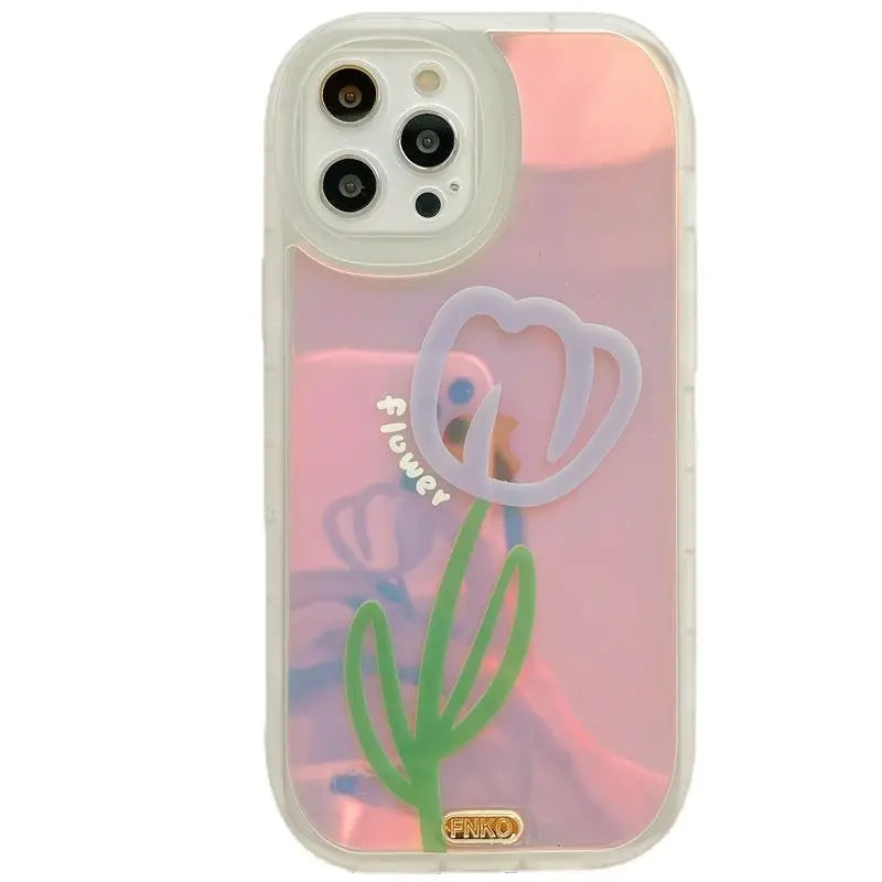 Hologram Flower Print Phone Case - iPhone 12 Pro Max / 12 Pro / 12 / 11 Pro Max / 11 Pro / 11 / XS Max / XS / XR / X / 8 Plus / 7 Plus-2