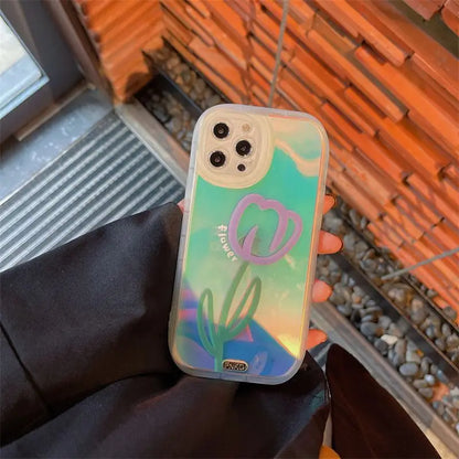 Hologram Flower Print Phone Case - iPhone 12 Pro Max / 12 Pro / 12 / 11 Pro Max / 11 Pro / 11 / XS Max / XS / XR / X / 8 Plus / 7 Plus-6