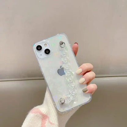 Holographic Chained Transparent Phone Case - iPhone 13 Pro 