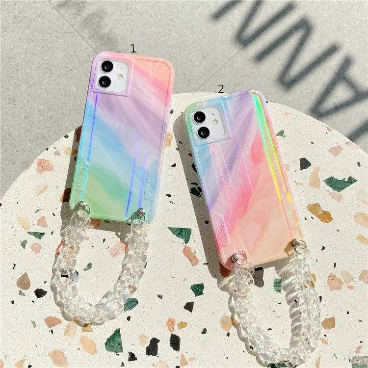 Holographic Hand Chain Phone Case - iPhone 12 Pro Max / 12 Pro / 12 / 12 mini / 11 Pro Max / 11 Pro / 11 / SE / XS Max / XS / XR / X / SE 2 / 8 / 8 Plus / 7 / 7 Plus-1