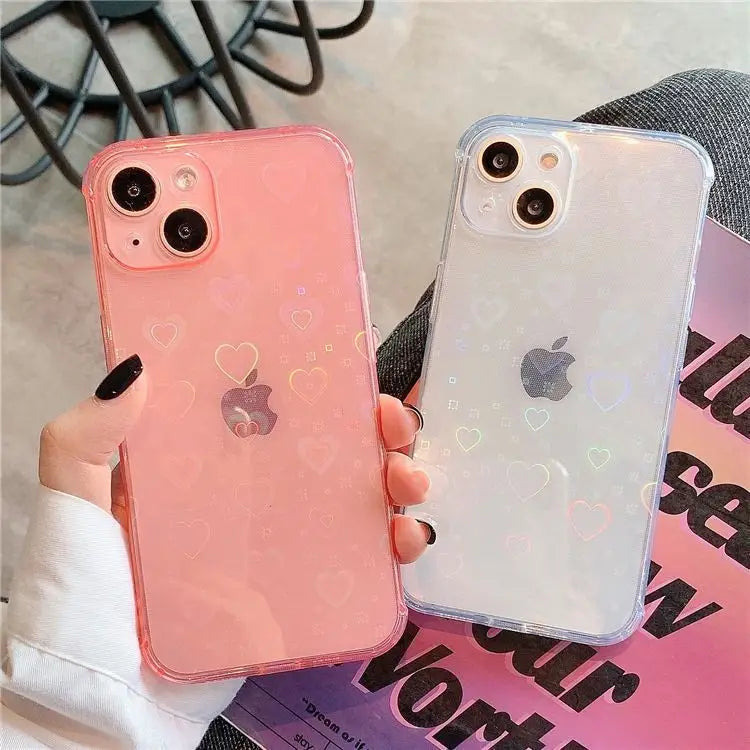 Holographic Heart Transparent Phone Case - iPhone 7 / 7 Plus