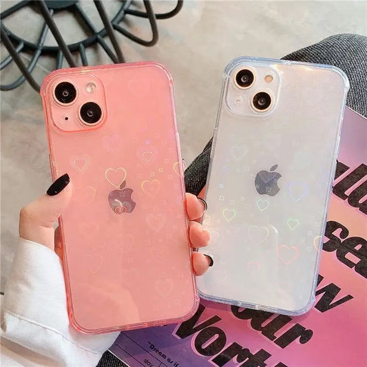 Holographic Heart Transparent Phone Case - iPhone 7 / 7 Plus