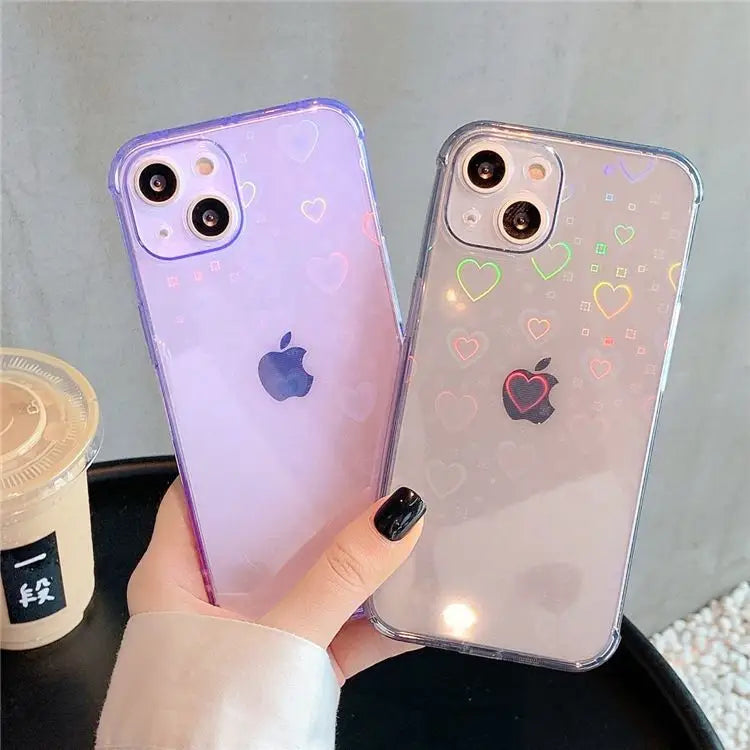 Holographic Heart Transparent Phone Case - iPhone 7 / 7 Plus