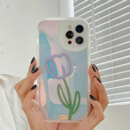 Holographic Laser Tulip Flower iPhone Case BP301 - iphone 