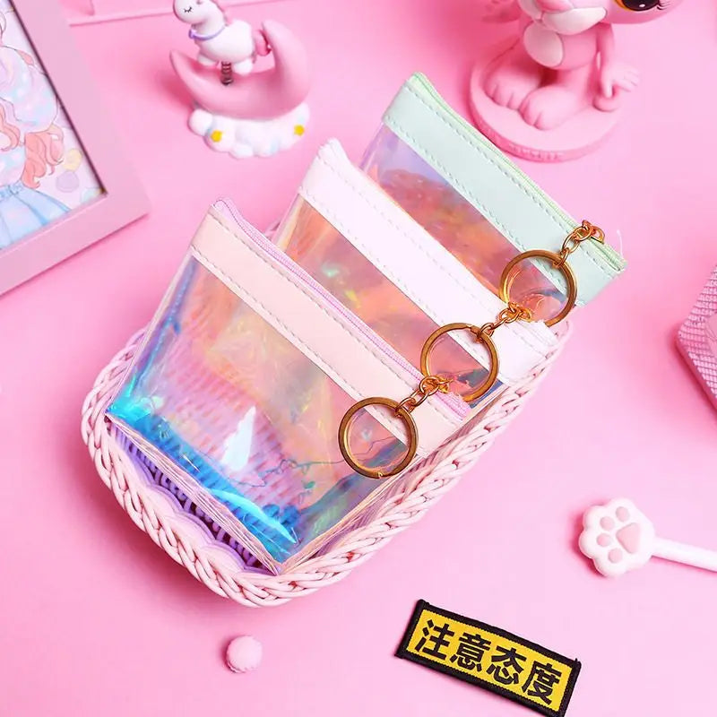 Holographic Zip Pouch Cg285 - White / One Size - Pouches