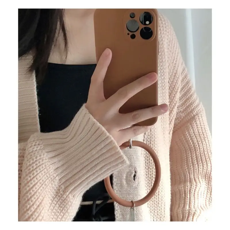 Hoop Pendant Plain Phone Case - iPhone 13 Pro Max / 13 Pro / 13 / 13 mini / 12 Pro Max / 12 Pro / 12 / 12 mini / 11 Pro Max / 11 Pro / 11 / SE / XS Max / XS / XR / X / SE 2 / 8 / 8 Plus / 7 / 7 Plus / 6 / 6 Plus-9