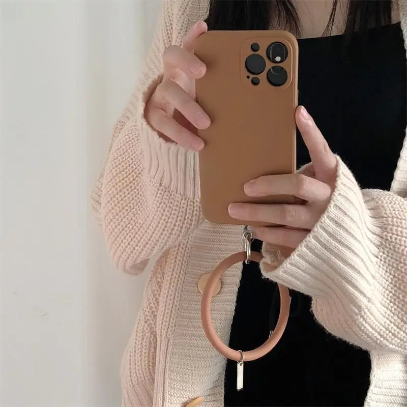 Hoop Pendant Plain Phone Case - iPhone 13 Pro Max / 13 Pro / 13 / 13 mini / 12 Pro Max / 12 Pro / 12 / 12 mini / 11 Pro Max / 11 Pro / 11 / SE / XS Max / XS / XR / X / SE 2 / 8 / 8 Plus / 7 / 7 Plus / 6 / 6 Plus-15
