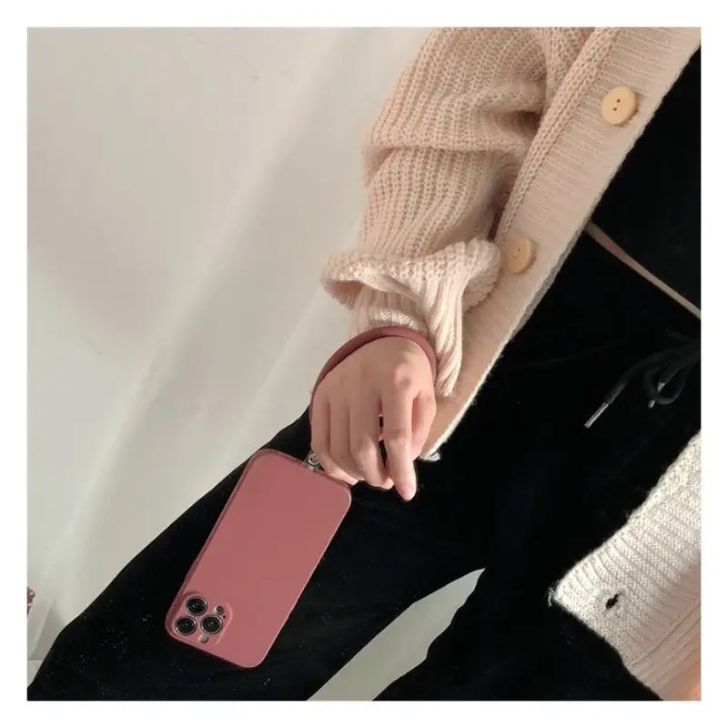 Hoop Pendant Plain Phone Case - iPhone 13 Pro Max / 13 Pro / 13 / 13 mini / 12 Pro Max / 12 Pro / 12 / 12 mini / 11 Pro Max / 11 Pro / 11 / SE / XS Max / XS / XR / X / SE 2 / 8 / 8 Plus / 7 / 7 Plus / 6 / 6 Plus-17