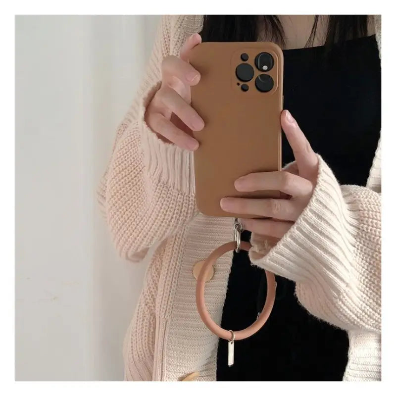 Hoop Pendant Plain Phone Case - iPhone 13 Pro Max / 13 Pro / 13 / 13 mini / 12 Pro Max / 12 Pro / 12 / 12 mini / 11 Pro Max / 11 Pro / 11 / SE / XS Max / XS / XR / X / SE 2 / 8 / 8 Plus / 7 / 7 Plus / 6 / 6 Plus-16