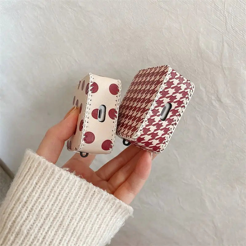 Houndstooth Polka Dot Airpods Earphone Case Cover-4