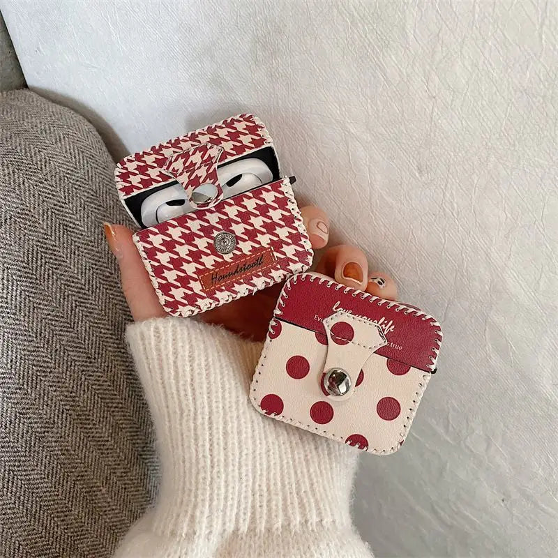 Houndstooth Polka Dot Airpods Earphone Case Cover-3