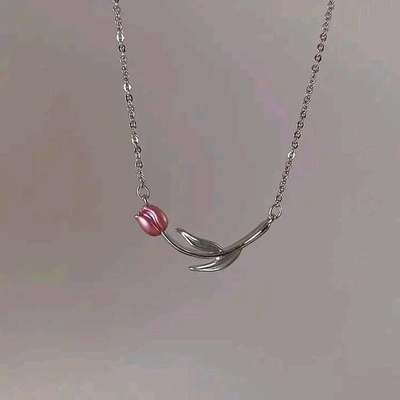 Handmade Pink Tulip Necklace