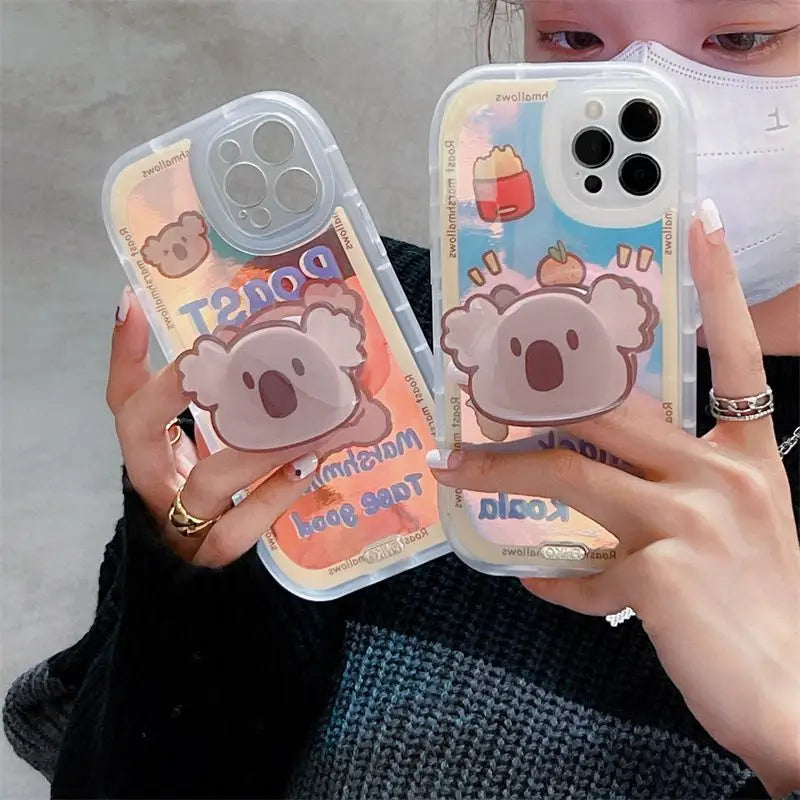 Iridescent Koala Stand Phone Case - iPhone 12 Pro Max / 12 Pro / 12 / 11 Pro Max / 11 Pro / 11 / XS Max / XS / XR / X / 8 Plus / 7 Plus-2