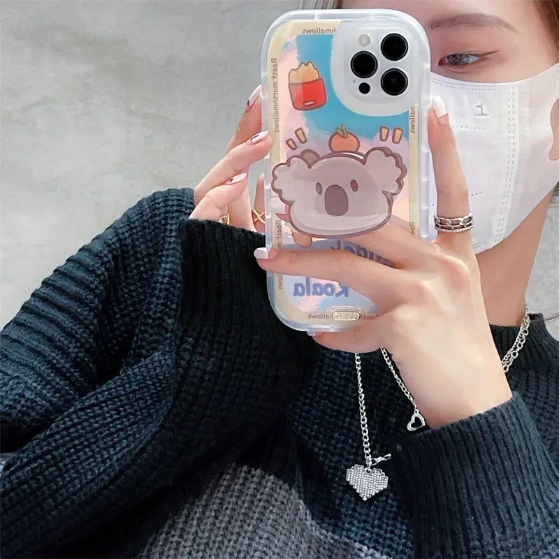 Iridescent Koala Stand Phone Case - iPhone 12 Pro Max / 12 Pro / 12 / 11 Pro Max / 11 Pro / 11 / XS Max / XS / XR / X / 8 Plus / 7 Plus-3