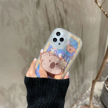 Iridescent Koala Stand Phone Case - iPhone 12 Pro Max / 12 Pro / 12 / 11 Pro Max / 11 Pro / 11 / XS Max / XS / XR / X / 8 Plus / 7 Plus-7