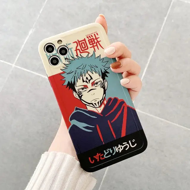 Jujutsu Kaisen Itadori Yuji Hiigana Red and Blue art iPhone 