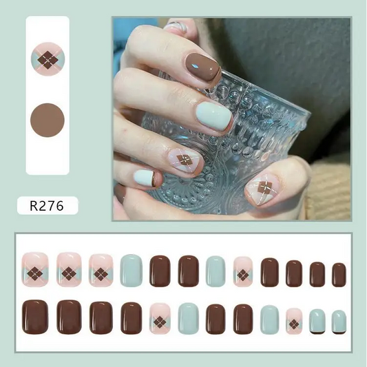 Argyle Faux Nail Tips-1