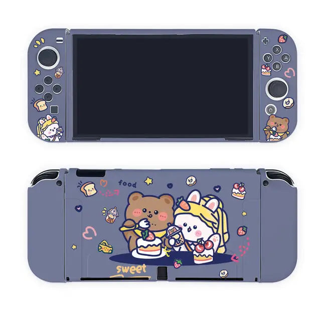 Kawaii Bear And Bunny Switch Case SC005 - Gray blue
