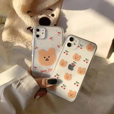 Kawaii Bear With Cherries iPhone Case W018 - iphone case