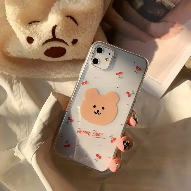 Kawaii Bear With Cherries iPhone Case W018 - Big Bear / 6/6s