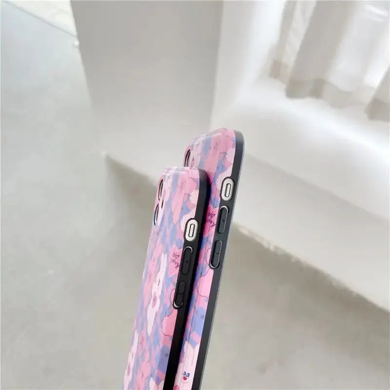 Kawaii Bunny Printing Plaid iPhone Case BP120 - iphone case