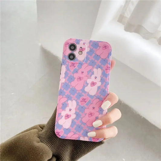 Kawaii Bunny Printing Plaid iPhone Case BP120 - iphone case