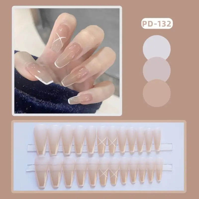 Contrast Trim Pointed Faux Nail Tips-1