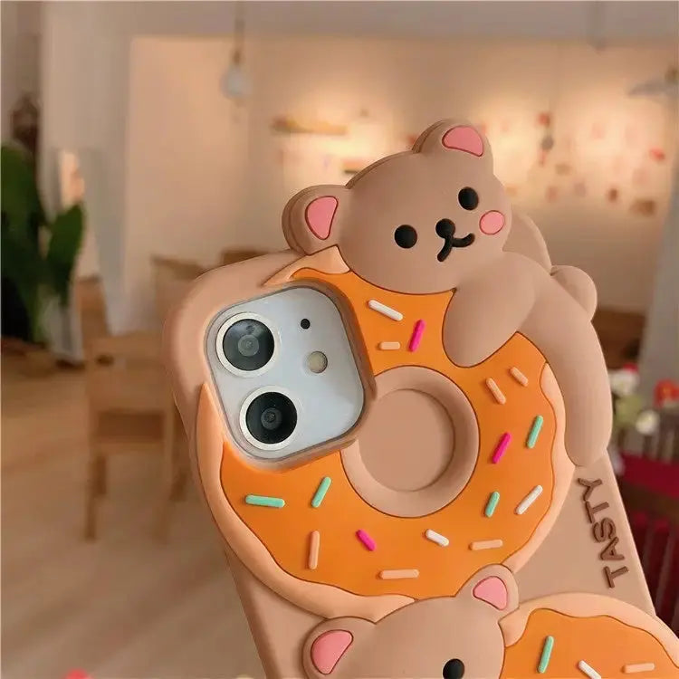 Kawaii Donut Bear Silicone iPhone Case BS004 - iphone case
