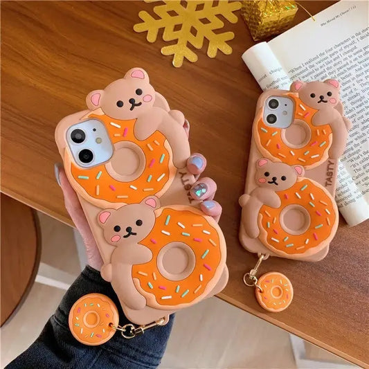 Kawaii Donut Bear Silicone iPhone Case BS004 - iphone case