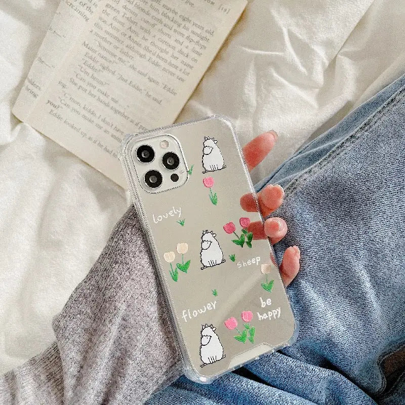 Kawaii Flower Sheep Mirror iPhone Case BP236 - iphone case