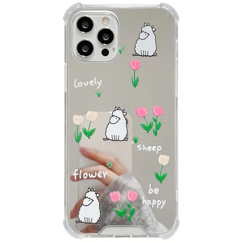 Kawaii Flower Sheep Mirror iPhone Case BP236 - iphone case