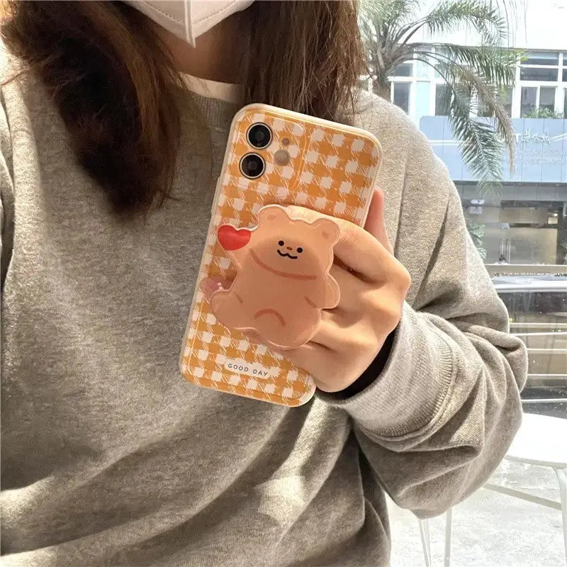Kawaii Heart Bear Plaid iPhone Case BP137 - iphone case