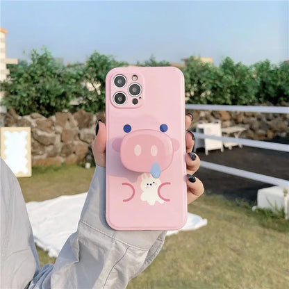 Kawaii Pink Pig Snout Holder iPhone Case W282 - iphone case