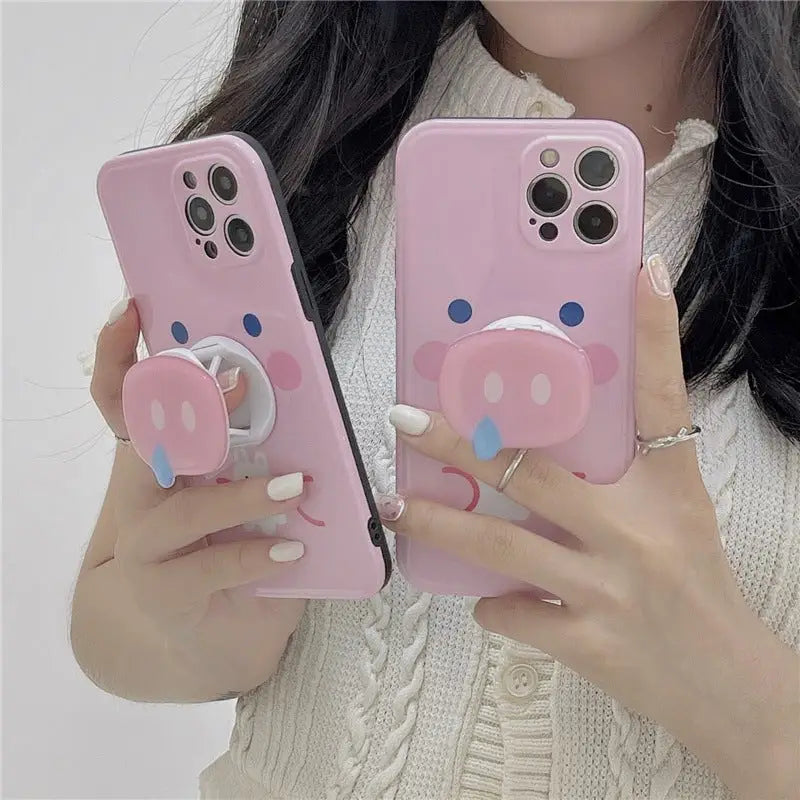 Kawaii Pink Pig Snout Holder iPhone Case W282 - iphone case