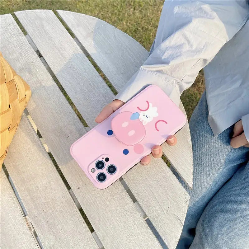 Kawaii Pink Pig Snout Holder iPhone Case W282 - iphone case
