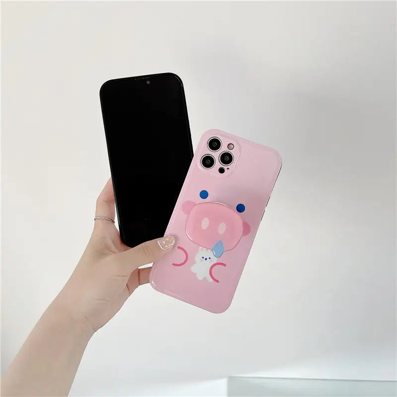 Kawaii Pink Pig Snout Holder iPhone Case W282 - iphone case