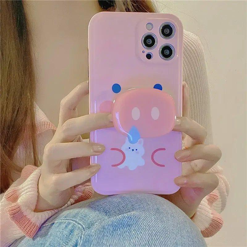 Kawaii Pink Pig Snout Holder iPhone Case W282 - iphone case