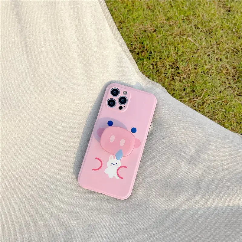 Kawaii Pink Pig Snout Holder iPhone Case W282 - iphone case