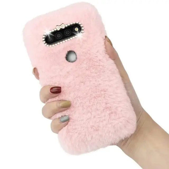 Kawaii Plush LG Phone Case BC157 - For LG K42 / Pink-B