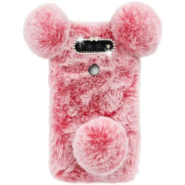 Kawaii Plush LG Phone Case BC157 - For LG K51S / Pink-V