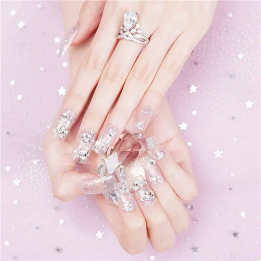 Rhinestone Faux Nail Tips-1